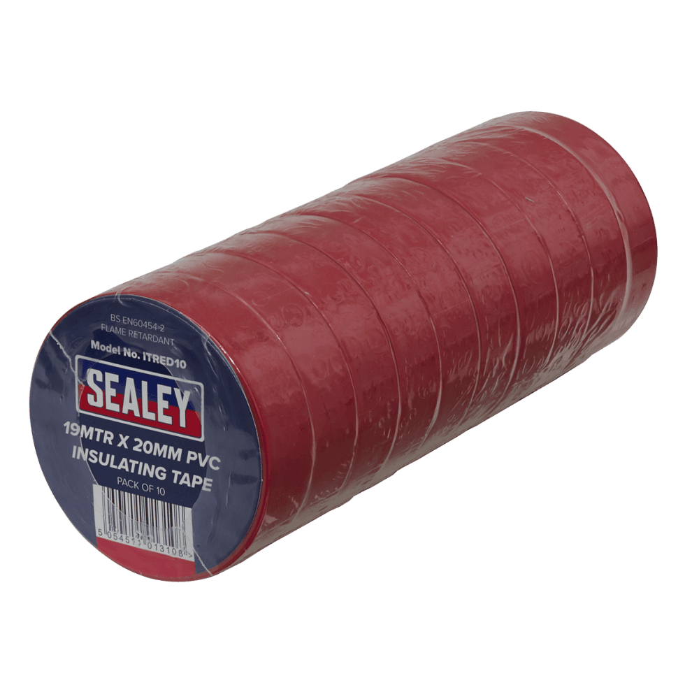 PVC Insulating Tape 19mm x 20mtr Red Pack of 10 : Model No.ITRED10