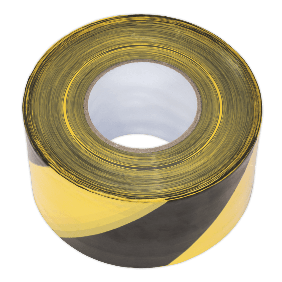 Hazard Warning Barrier Tape 80mm x 100mtr Black/Yellow Non-Adhesive : Model No.BTBY