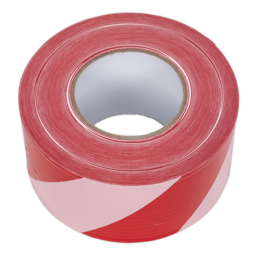 Hazard Warning Barrier Tape 80mm x 100mtr Red/White Non-Adhesive : Model No.BTRW