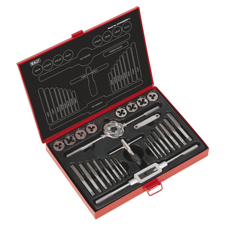 Tap & Die Set 28pc Split Dies Imperial BSW : Model No.AK3028BSW