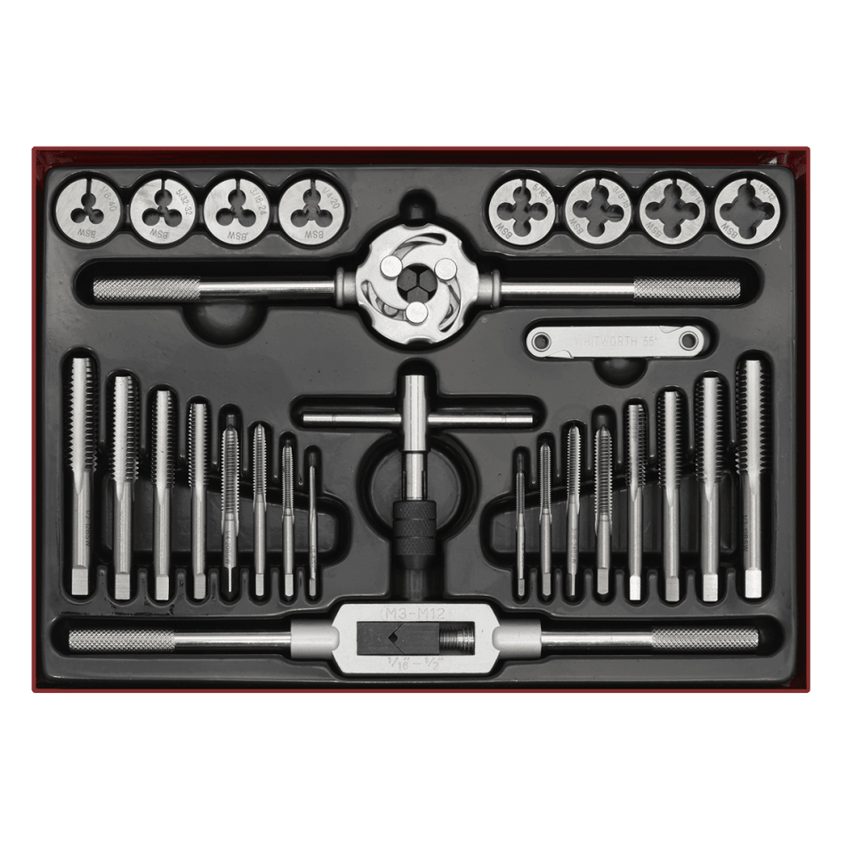 Tap & Die Set 28pc Split Dies Imperial BSW : Model No.AK3028BSW