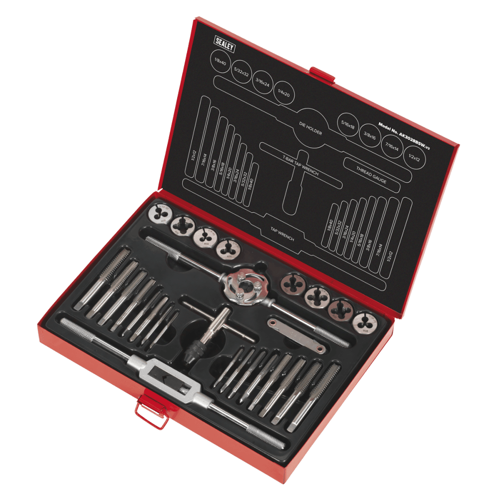 Tap & Die Set 28pc Split Dies Imperial BSW : Model No.AK3028BSW