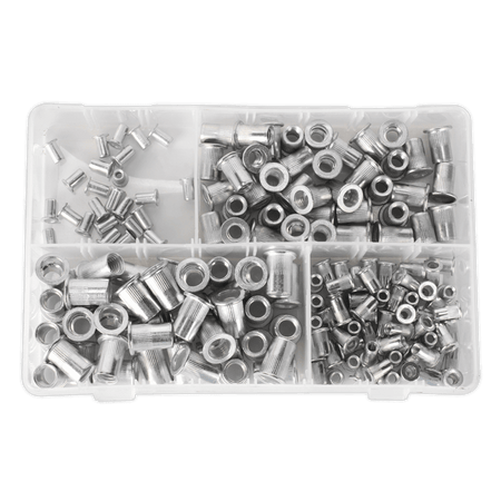 Threaded Insert (Rivet Nut) Assortment 200pc M4-M8 Splined Metric : Model No.AB073TI