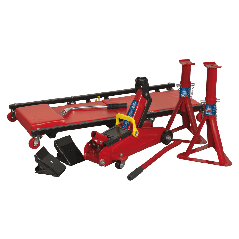 Lifting Kit (Inc Jack, Axle Stands, Creeper, Chocks & Wrench) 2 Tonne 5pc : Model No.JKIT01