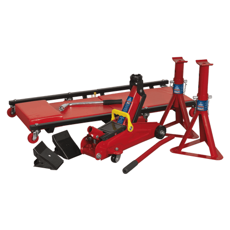 Lifting Kit (Inc Jack, Axle Stands, Creeper, Chocks & Wrench) 2 Tonne 5pc : Model No.JKIT01