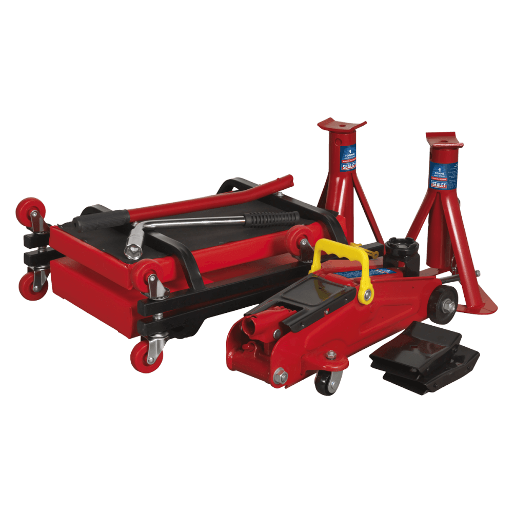 Lifting Kit (Inc Jack, Axle Stands, Creeper, Chocks & Wrench) 2 Tonne 5pc : Model No.JKIT01