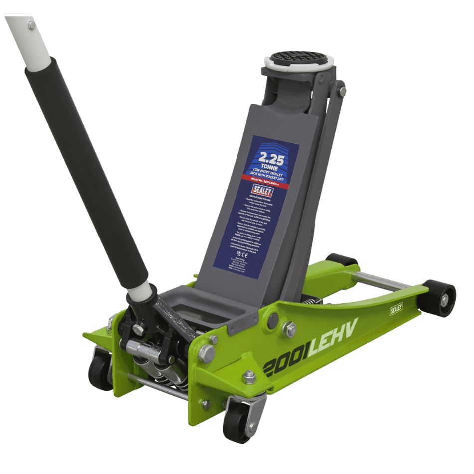Trolley Jack 2tonne Low Entry Rocket Lift Hi-Vis Green Model No.-21717