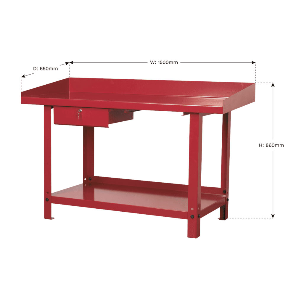 Sealey Workbench Steel 1.5mtr with 1 Drawer Model No-AP1015
