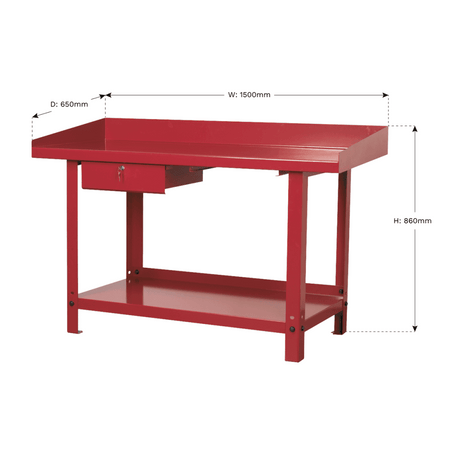 Sealey Workbench Steel 1.5mtr with 1 Drawer Model No-AP1015