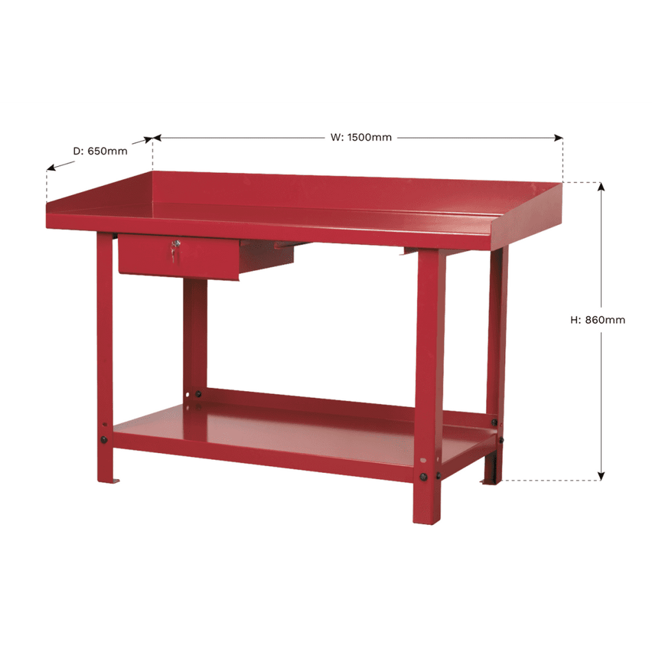 Sealey Workbench Steel 1.5mtr with 1 Drawer Model No-AP1015