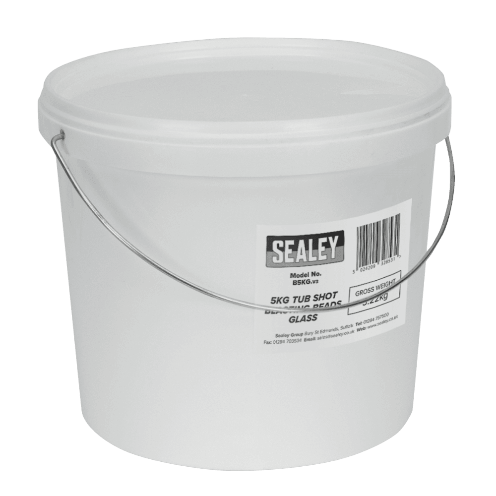 Sealey Shot Blasting Beads Glass 5kg Plastic Tub Model No-B5KG