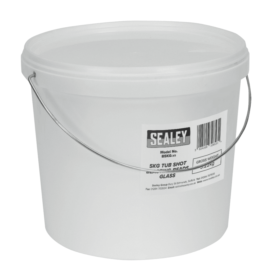 Sealey Shot Blasting Beads Glass 5kg Plastic Tub Model No-B5KG