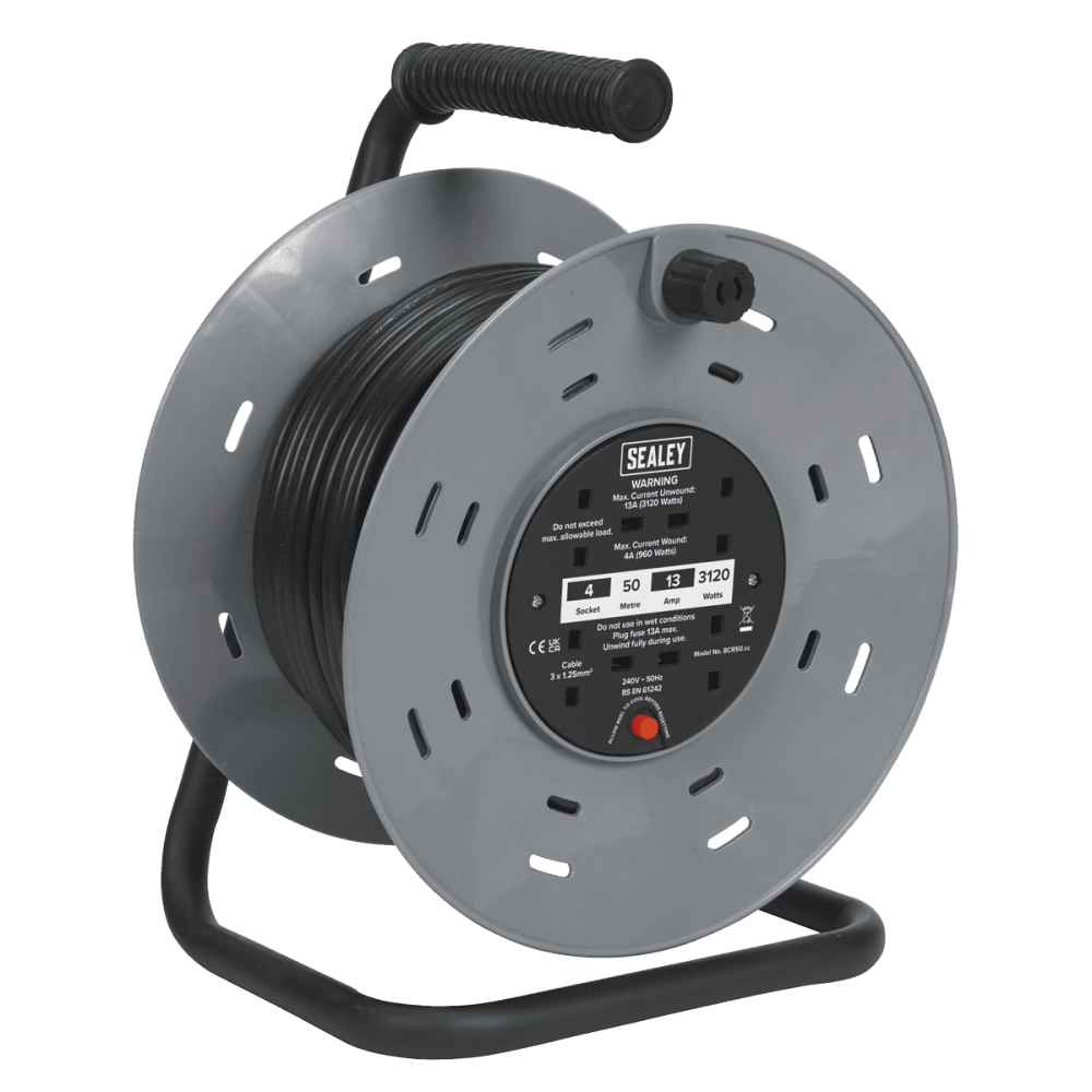 Sealey Cable Reel 50mtr 2 x 230V Model No-BCR50