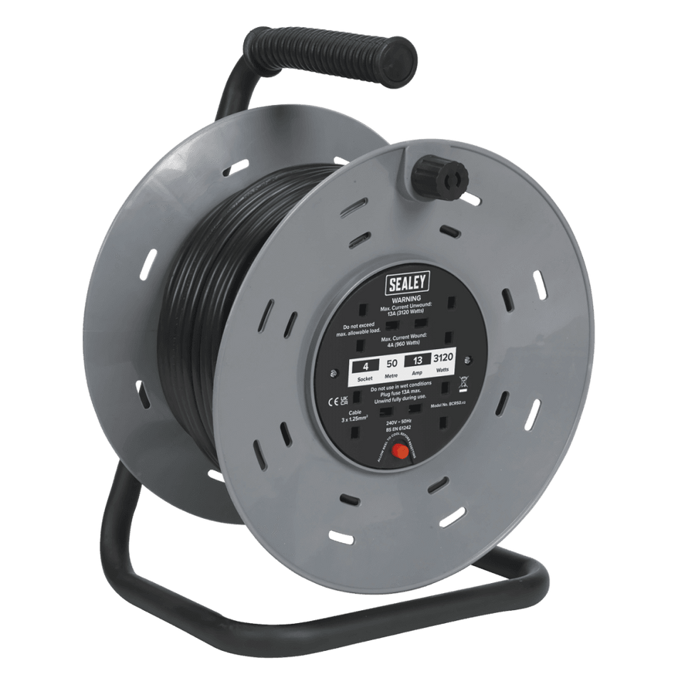 Sealey Cable Reel 50mtr 2 x 230V Model No-BCR50