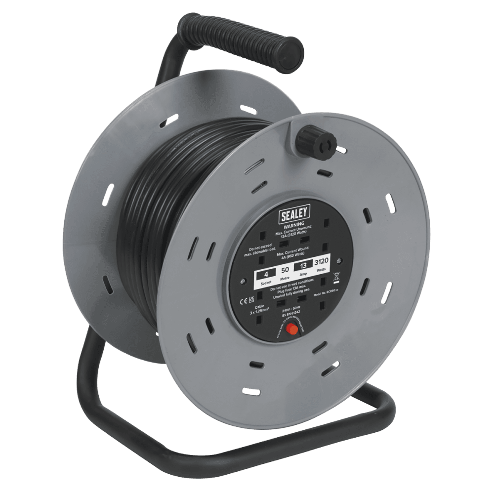 Sealey Cable Reel 50mtr 2 x 230V Model No-BCR50