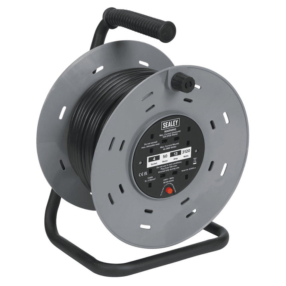 Sealey Cable Reel 50mtr 2 x 230V Model No-BCR50