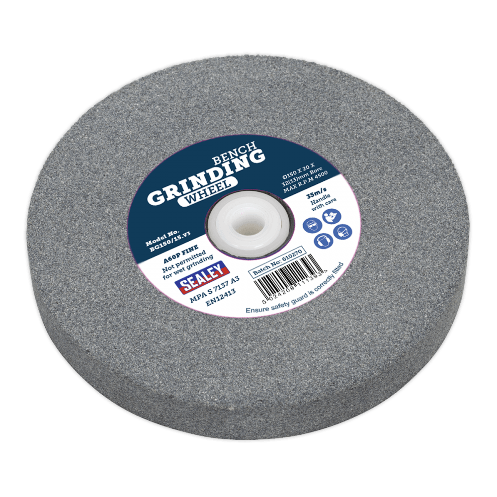 Sealey Grinding Stone 150 x 20mm 32(13)mm Bore A60P Fine Model No-BG150/15