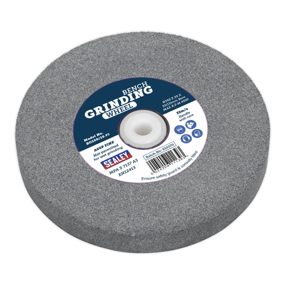 Sealey Grinding Stone 150 x 20mm 32(13)mm Bore A60P Fine Model No-BG150/15