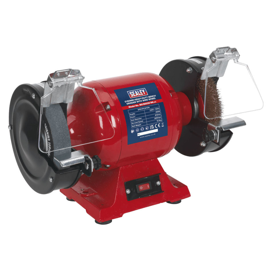 Sealey Bench Grinder 150mm with Wire Wheel 450W/230V Heavy-Duty Model No-BG150XW/99