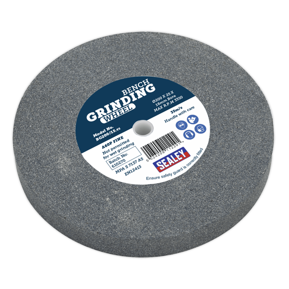 Sealey Grinding Stone 200 x 25mm 16mm Bore A60P Fine Model No-BG200/15