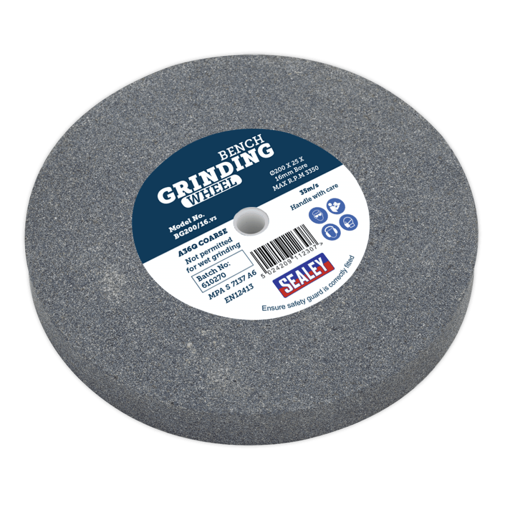 Sealey Grinding Stone 200 x 25mm 16mm Bore A36Q Coarse Model No-BG200/16