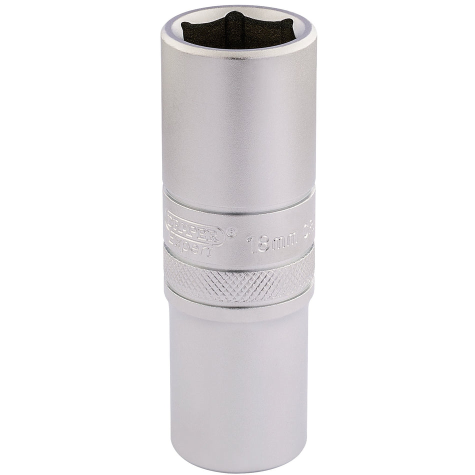 DRAPER 1/2" Square Drive 6 Point Metric Deep Socket (18mm): Model No. HT-MM/MS