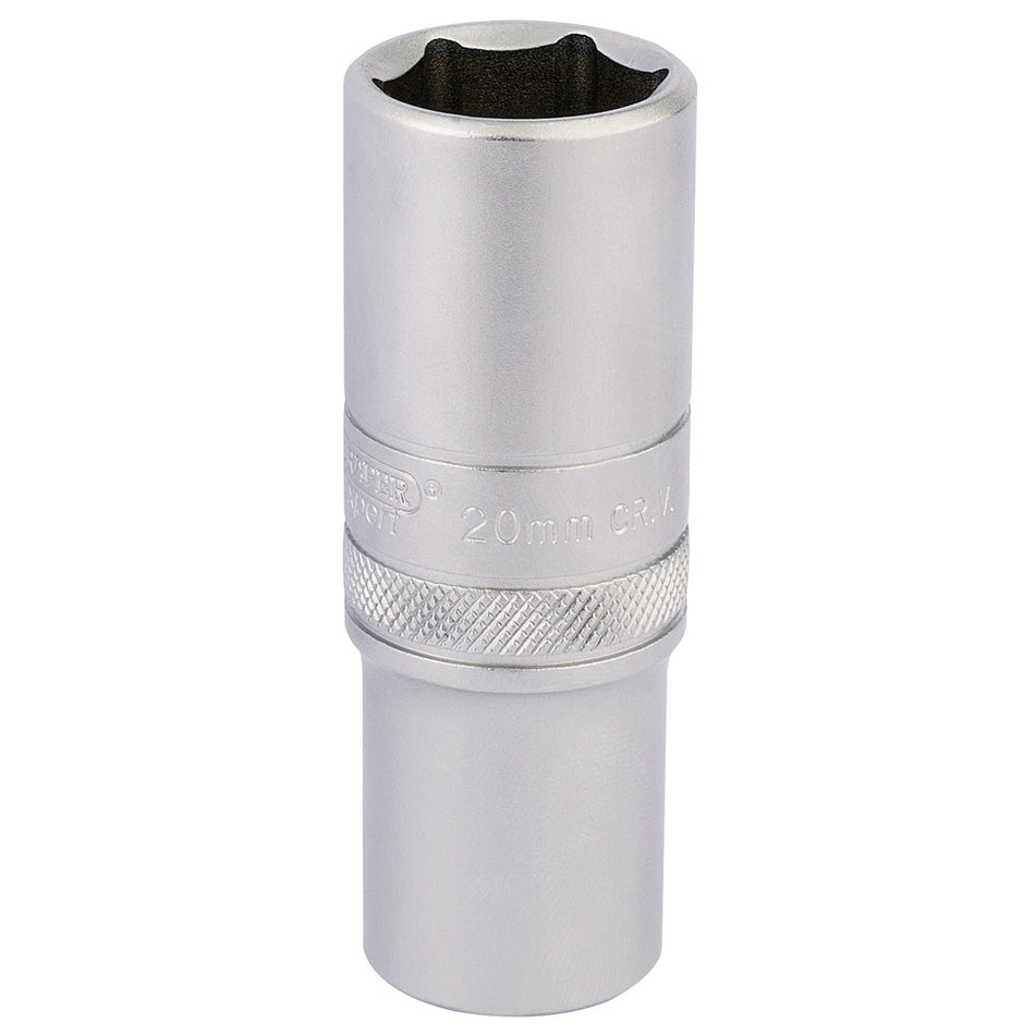 DRAPER 1/2" Square Drive 6 Point Metric Deep Socket (20mm): Model No. HT-MM/MS
