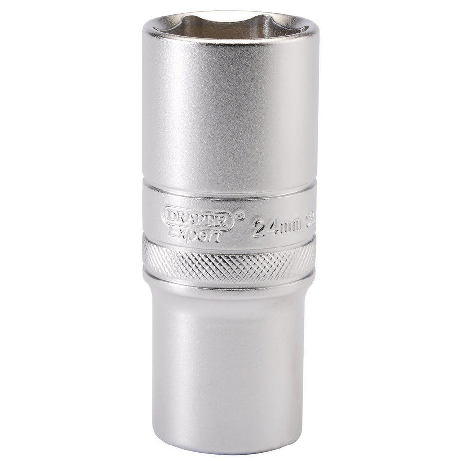 DRAPER 1/2" Square Drive 6 Point Metric Deep Socket (24mm): Model No. HT-MM/MS
