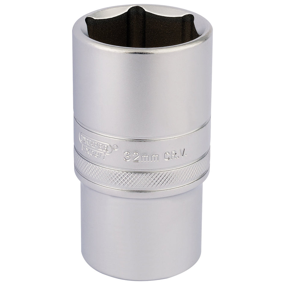 DRAPER 1/2" Square Drive 6 Point Metric Deep Socket (32mm): Model No. HT-MM/MS