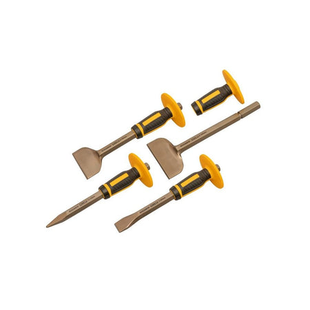 Roughneck Bolster & Chisel Set with Non-Slip Guards, 4 Piece