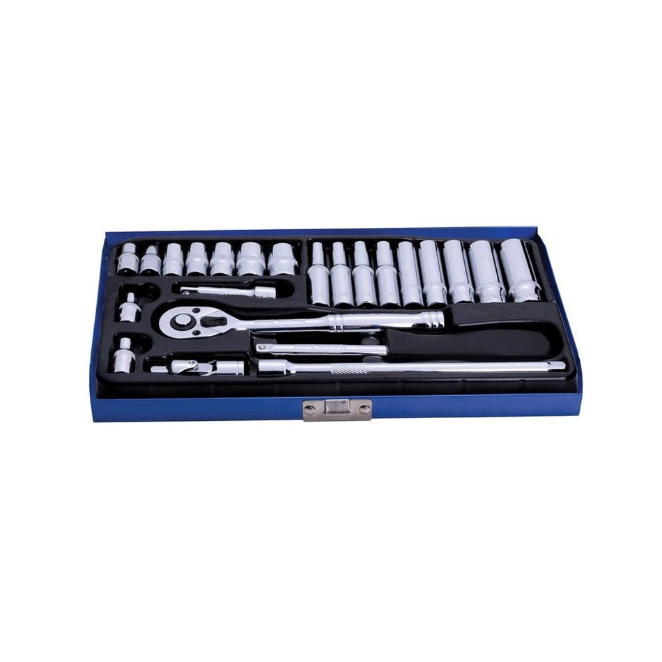 BlueSpot Tools 1/4in Metric Socket Set, 24 Piece