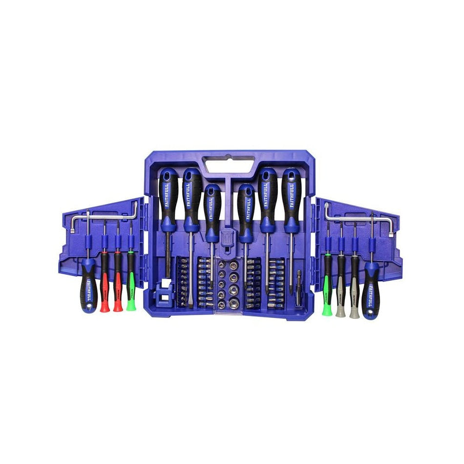Faithfull Fold Out Screwdriver & Bit Set, 63 Piece