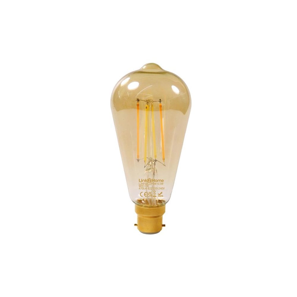 Link2Home Wi-Fi LED BC (B22) Pear Filament Dimmable Bulb, White 470 lm 4.5W