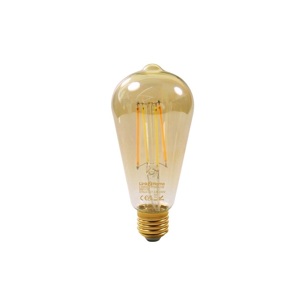Link2Home Wi-Fi LED ES (E27) Pear Filament Dimmable Bulb, White 470 lm 4.5W