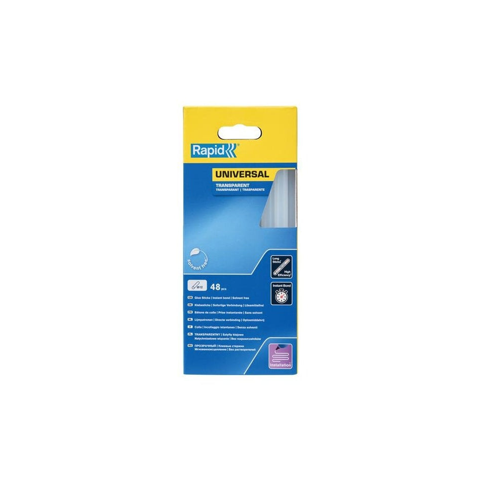 Rapid Universal Glue Sticks, Transparent 12 x 190mm (Pack 48)