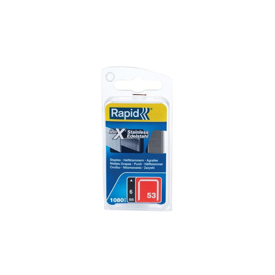 Rapid 53/6B 6mm Stainless Steel Fine Wire Staples (Box 1080)