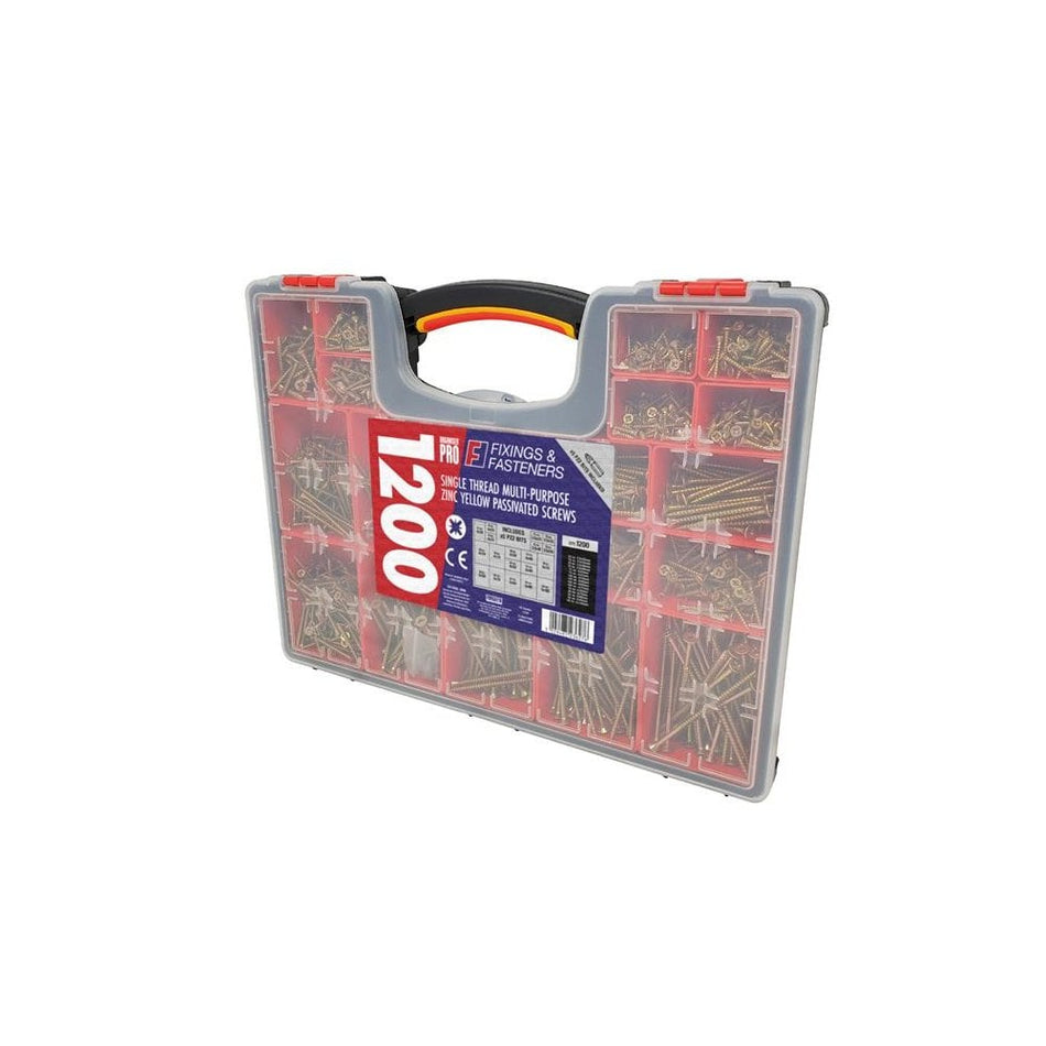 ForgeFix Organiser Pro Multi-Purpose Wood Screw Kit, 1200 Piece
