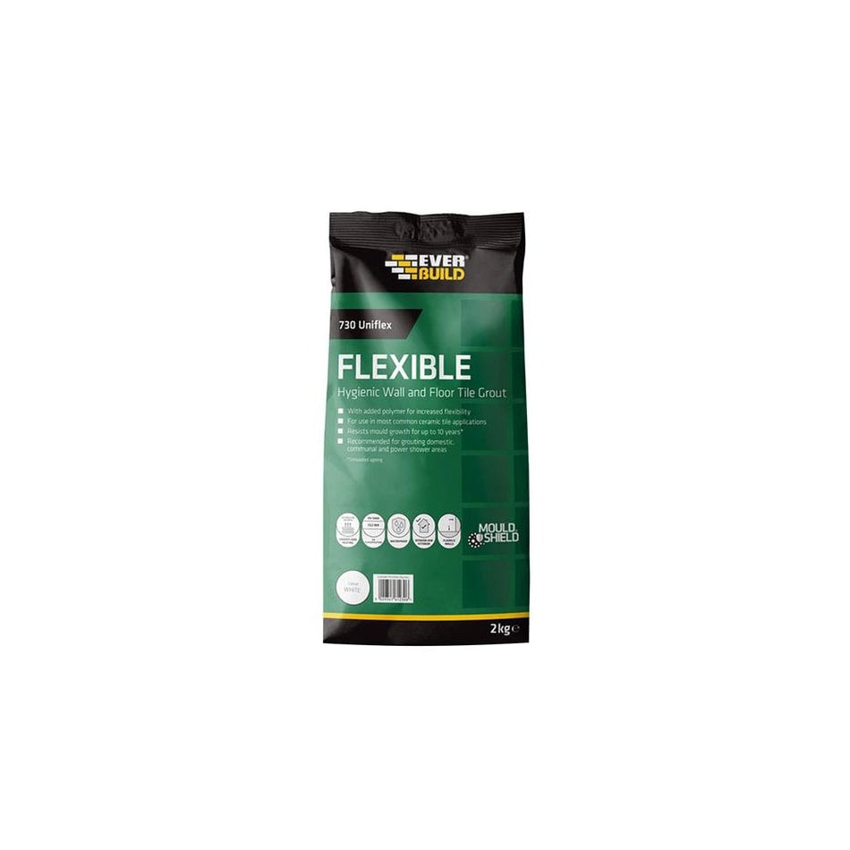 Everbuild 730 Uniflex Hygienic Tile Grout White 2.5kg