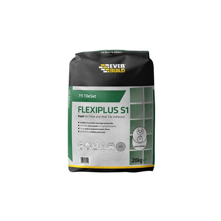 Everbuild 711 TileSet Flexiplus Tile Adhesive White 20kg