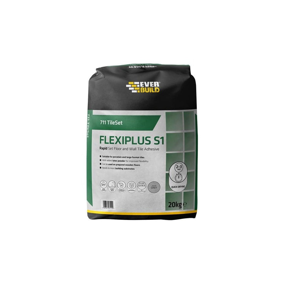Everbuild 711 TileSet Flexiplus Tile Adhesive White 20kg