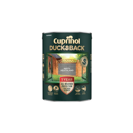 Cuprinol Ducksback 5 Year Waterproof for Sheds & Fences Misty Heathland 5 litre