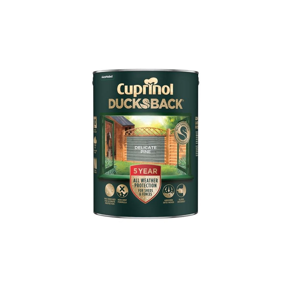 Cuprinol Ducksback 5 Year Waterproof for Sheds & Fences Delicate Pine 5 litre