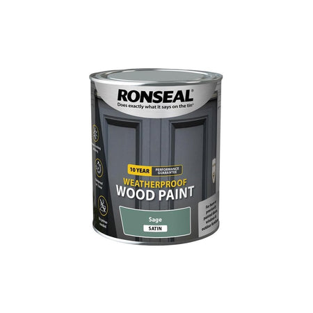 Ronseal 10 Year Weatherproof Wood Paint Sage Satin 750ml