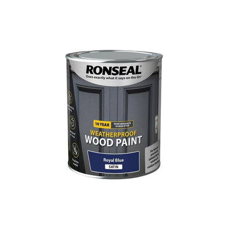Ronseal 10 Year Weatherproof Wood Paint Royal Blue Satin 750ml