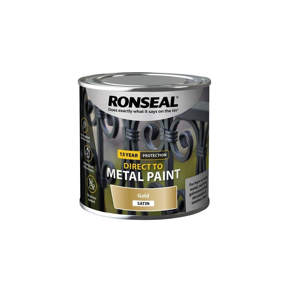 Ronseal Direct to Metal Paint Gold Satin 250ml