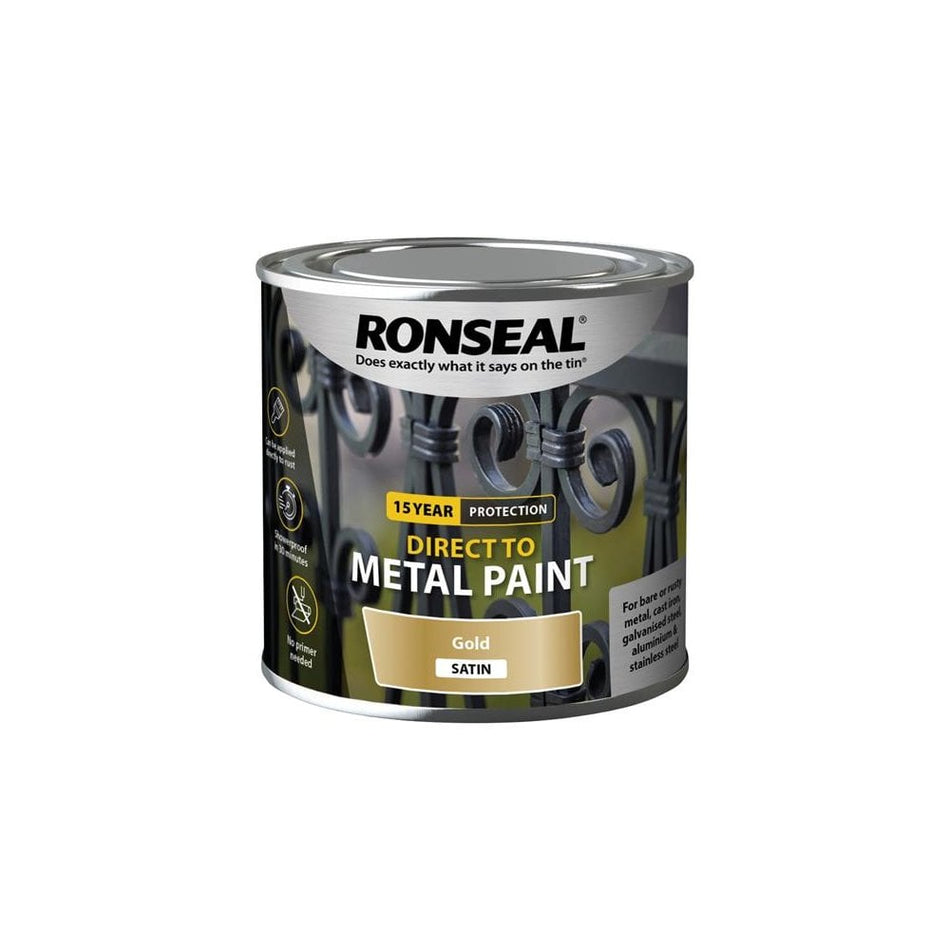 Ronseal Direct to Metal Paint Gold Satin 250ml