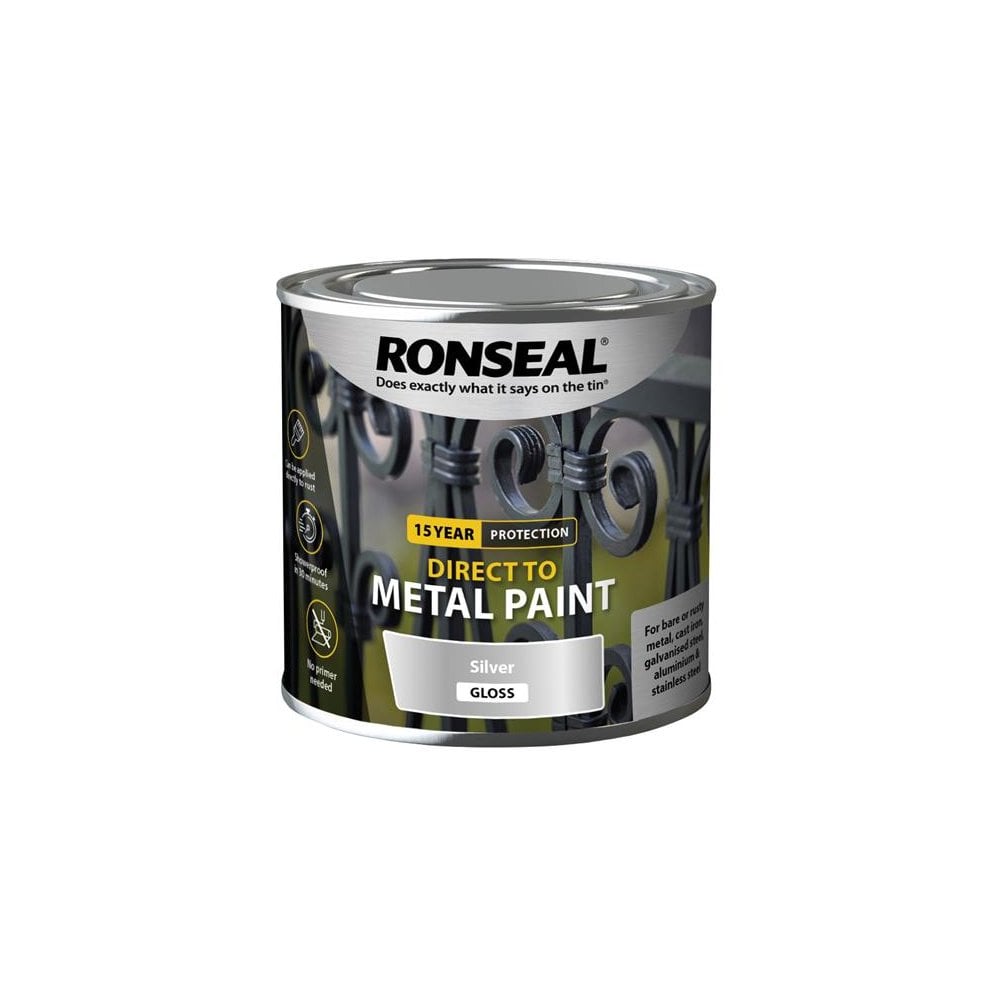 Ronseal Direct to Metal Paint Silver Gloss 250ml
