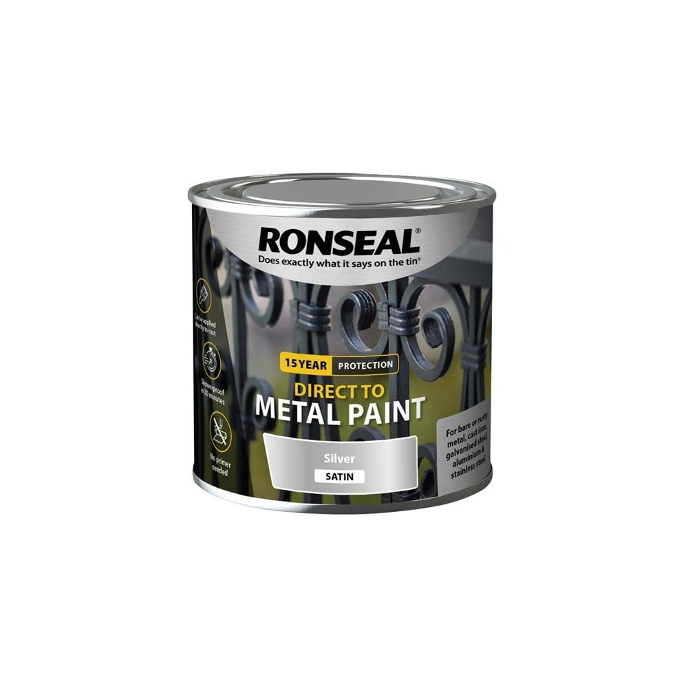 Ronseal Direct to Metal Paint Silver Satin 250ml