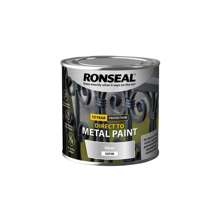 Ronseal Direct to Metal Paint Silver Satin 250ml