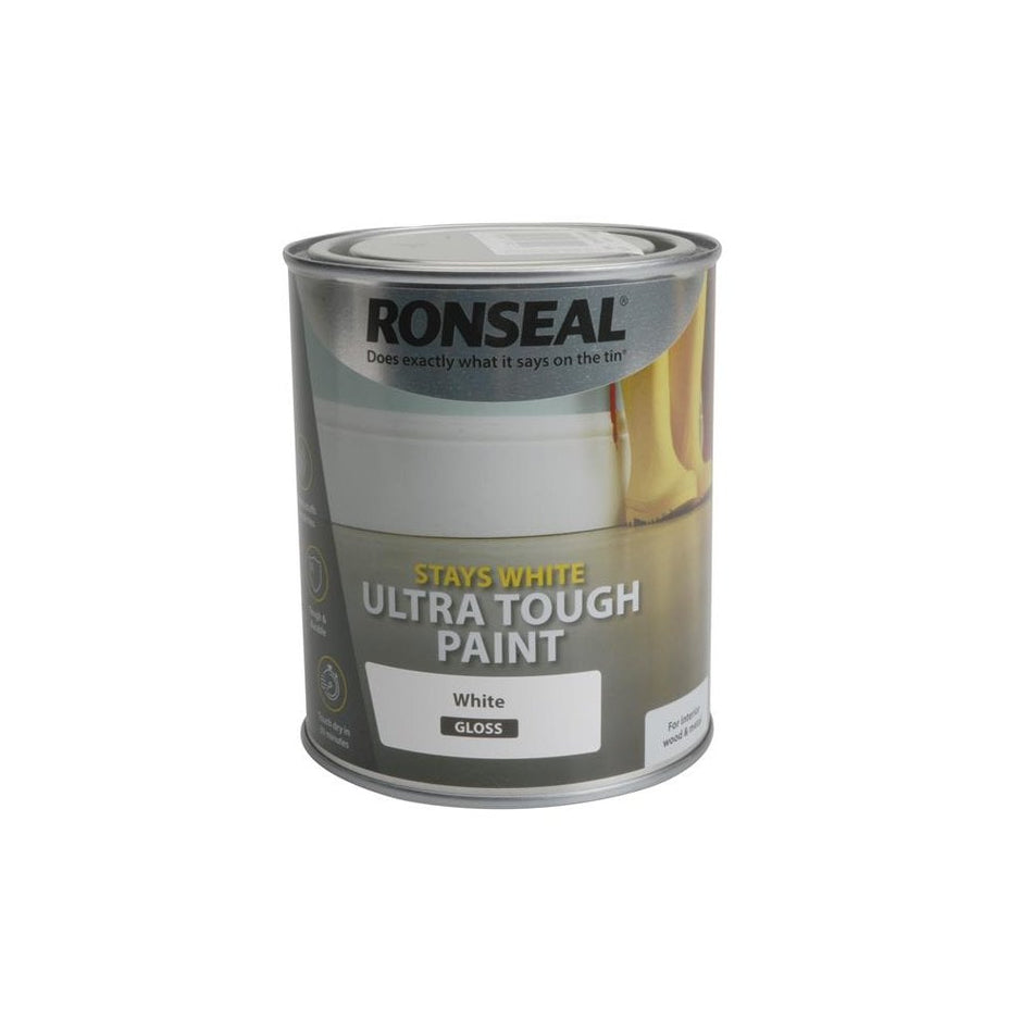 Ronseal Stays White Ultra Tough Paint Gloss White 750ml